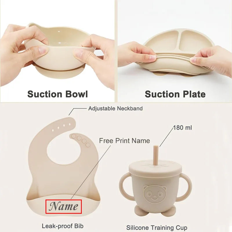 Personalized Name Baby Feeding Silicone Set