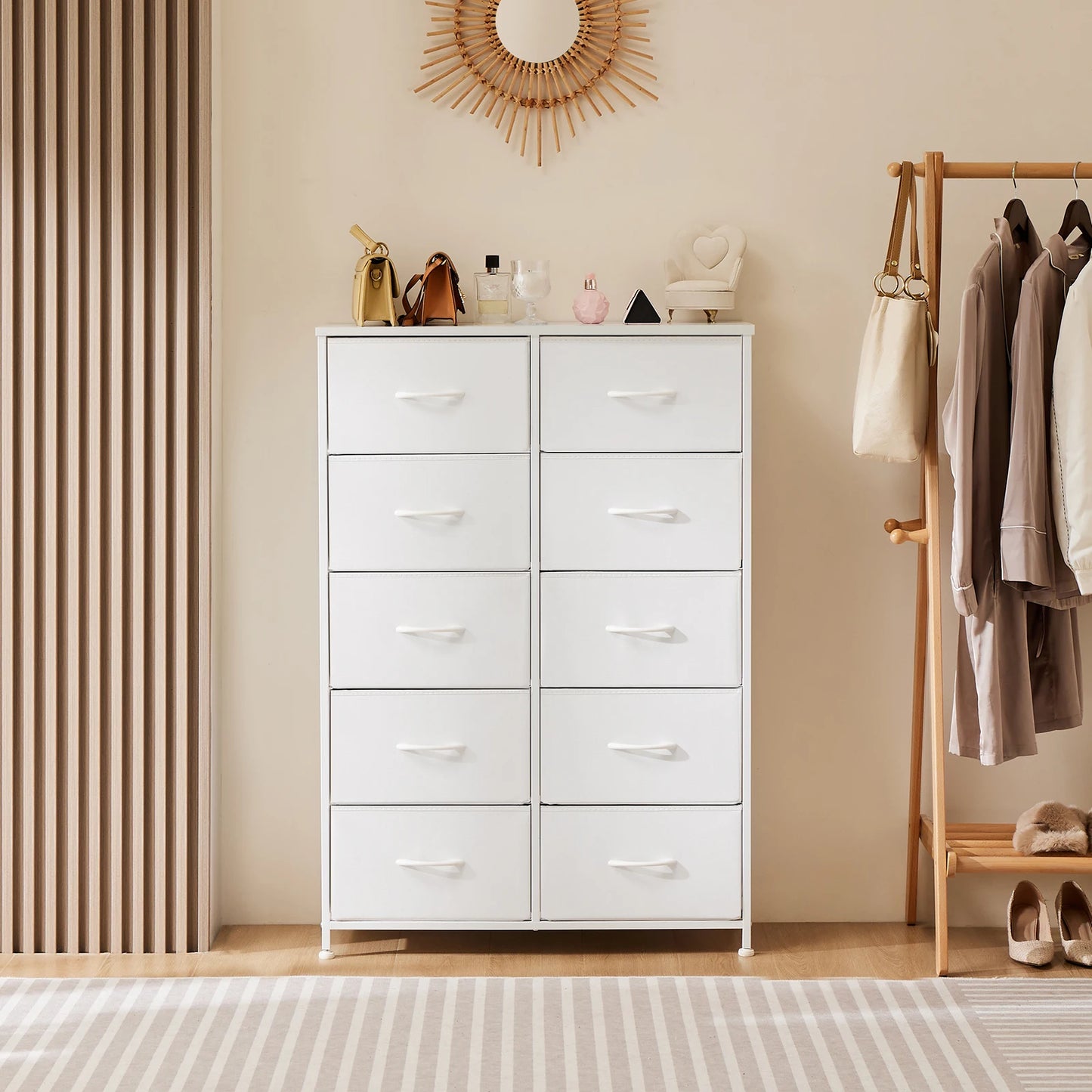 Dresser With 10-Fabric Drawers Steel Frame