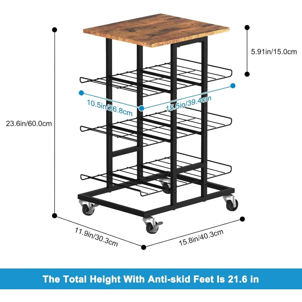 4-Tier Freestanding Water Bottle Holder With Wheels