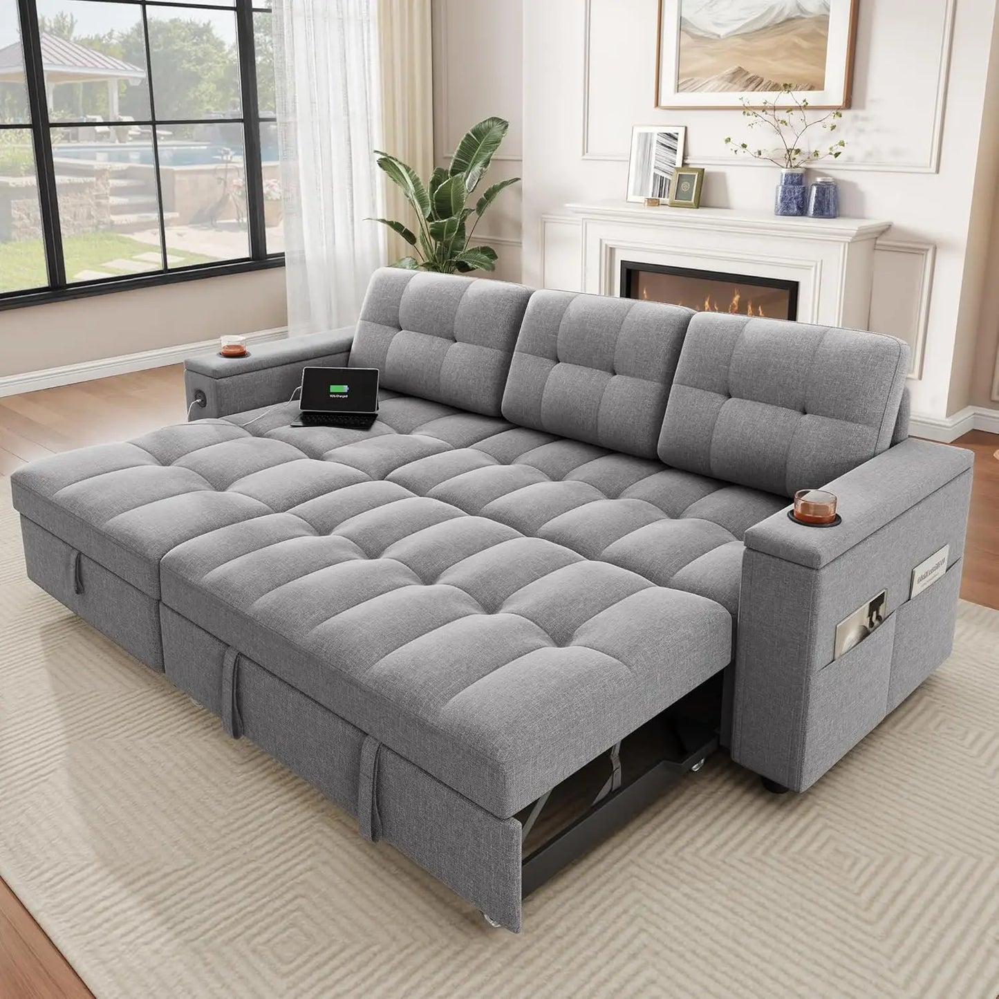 Sleeper Sofa, L-Shaped Sofa Bed With Chaise