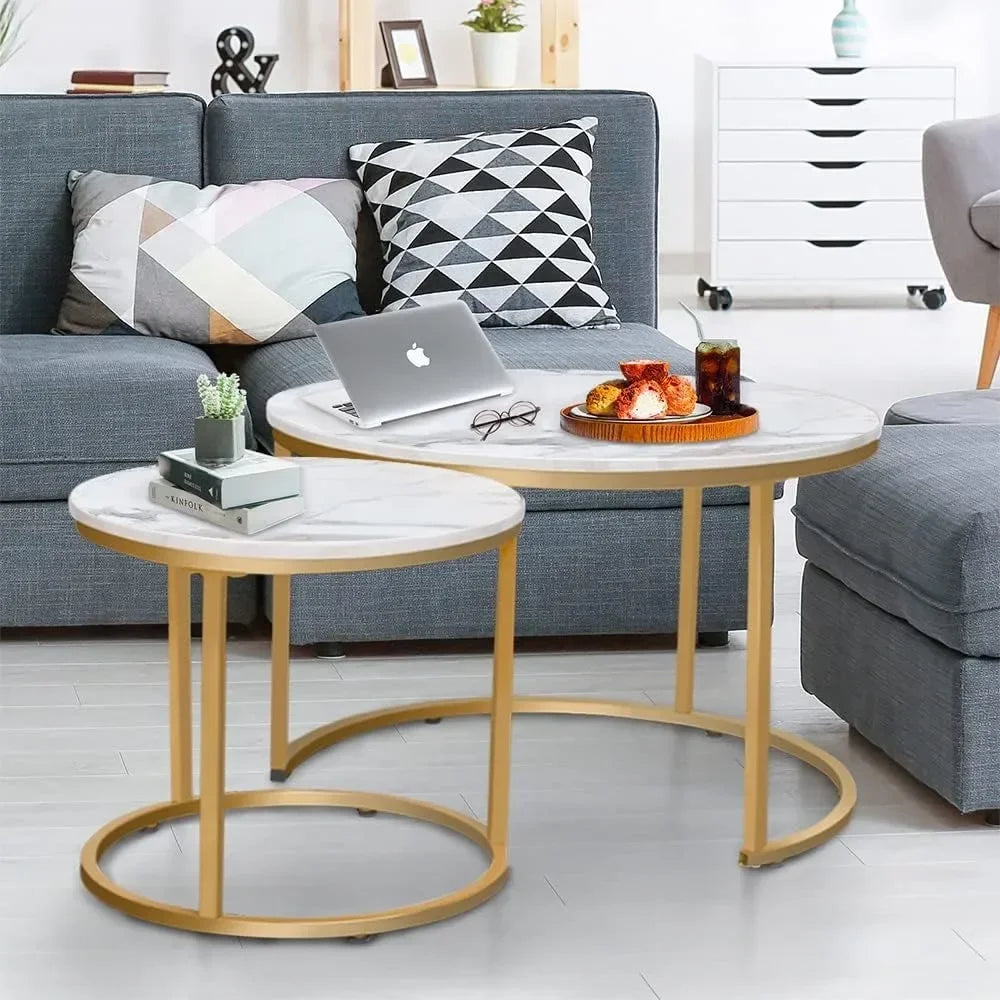 White Nesting Coffee Table, Set Of 2