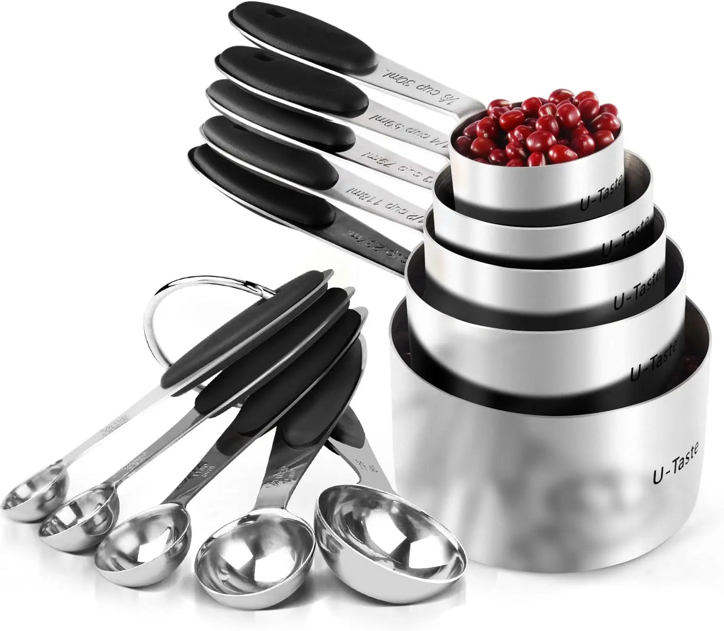 Stainless Steel Measuring Cups And Spoons, 10-Piece
