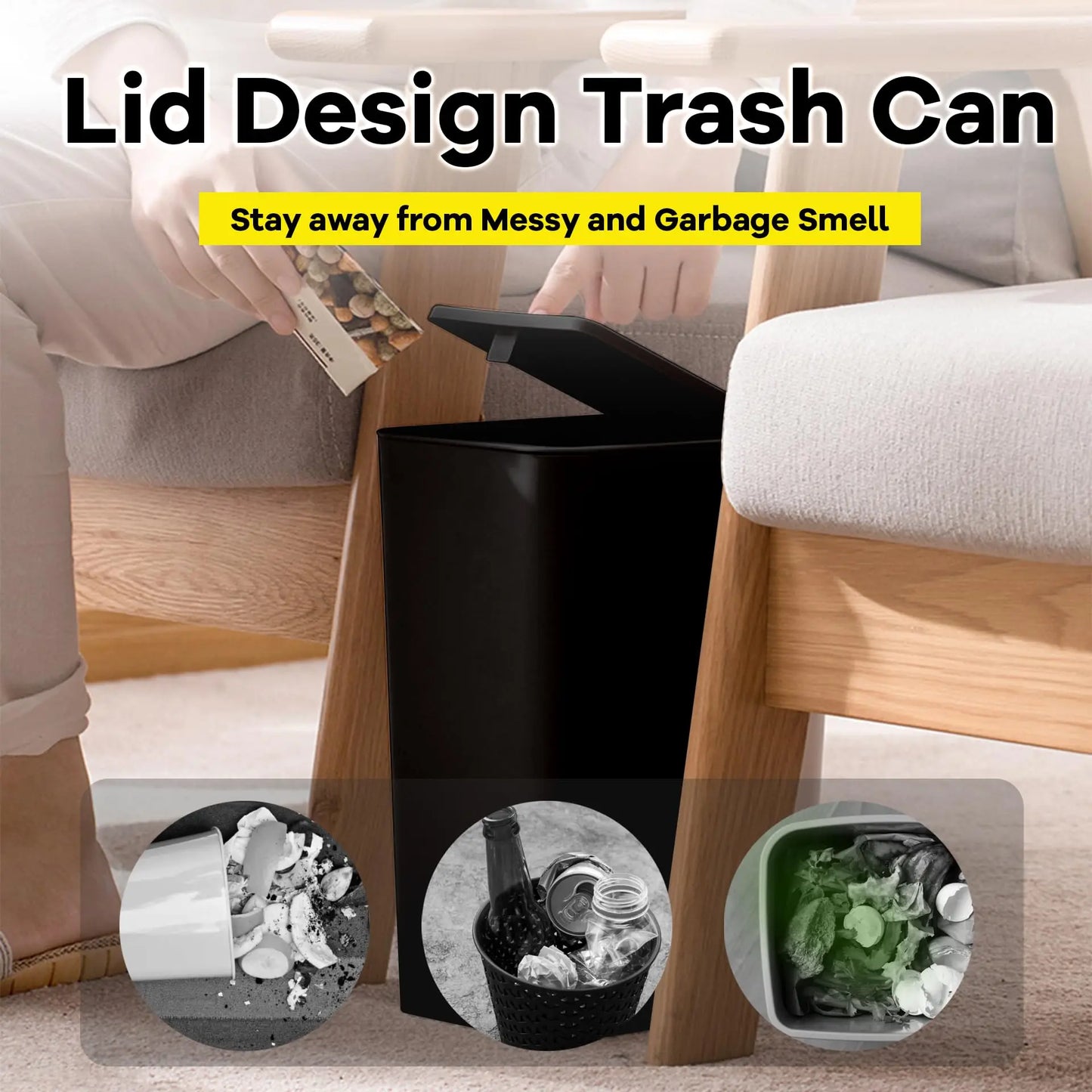Small Trash Can 10L W/Press Top Lid