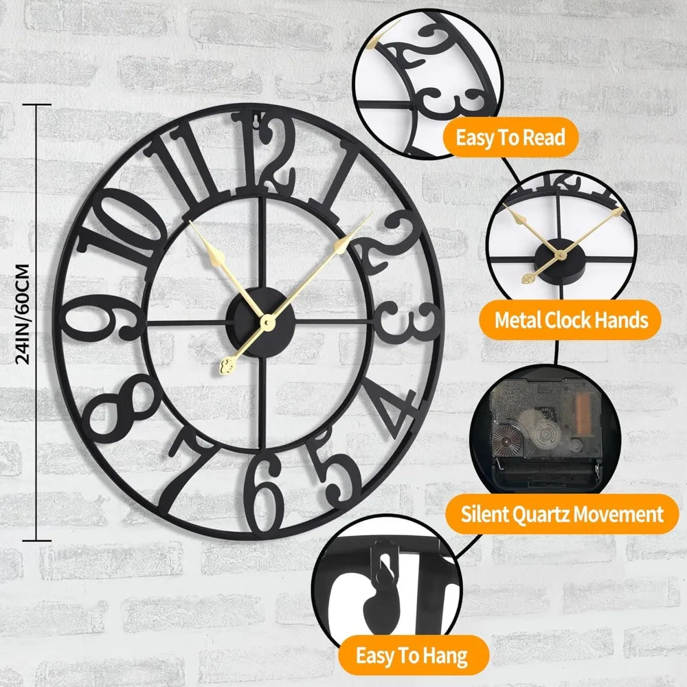 Large Wall Clock, 24" Silent, Battery Operated