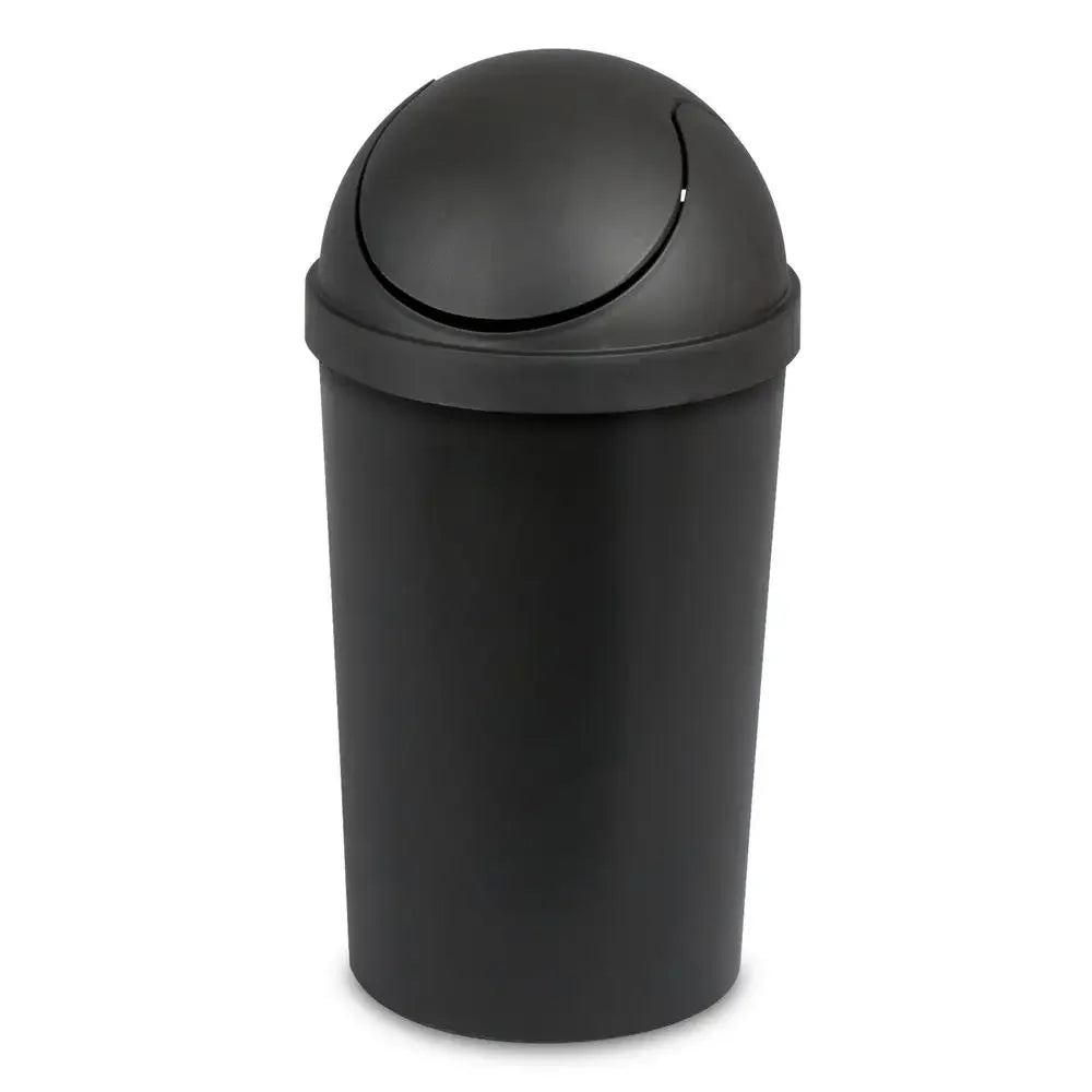 3-Gallon Black Round Swing Top Trash Can