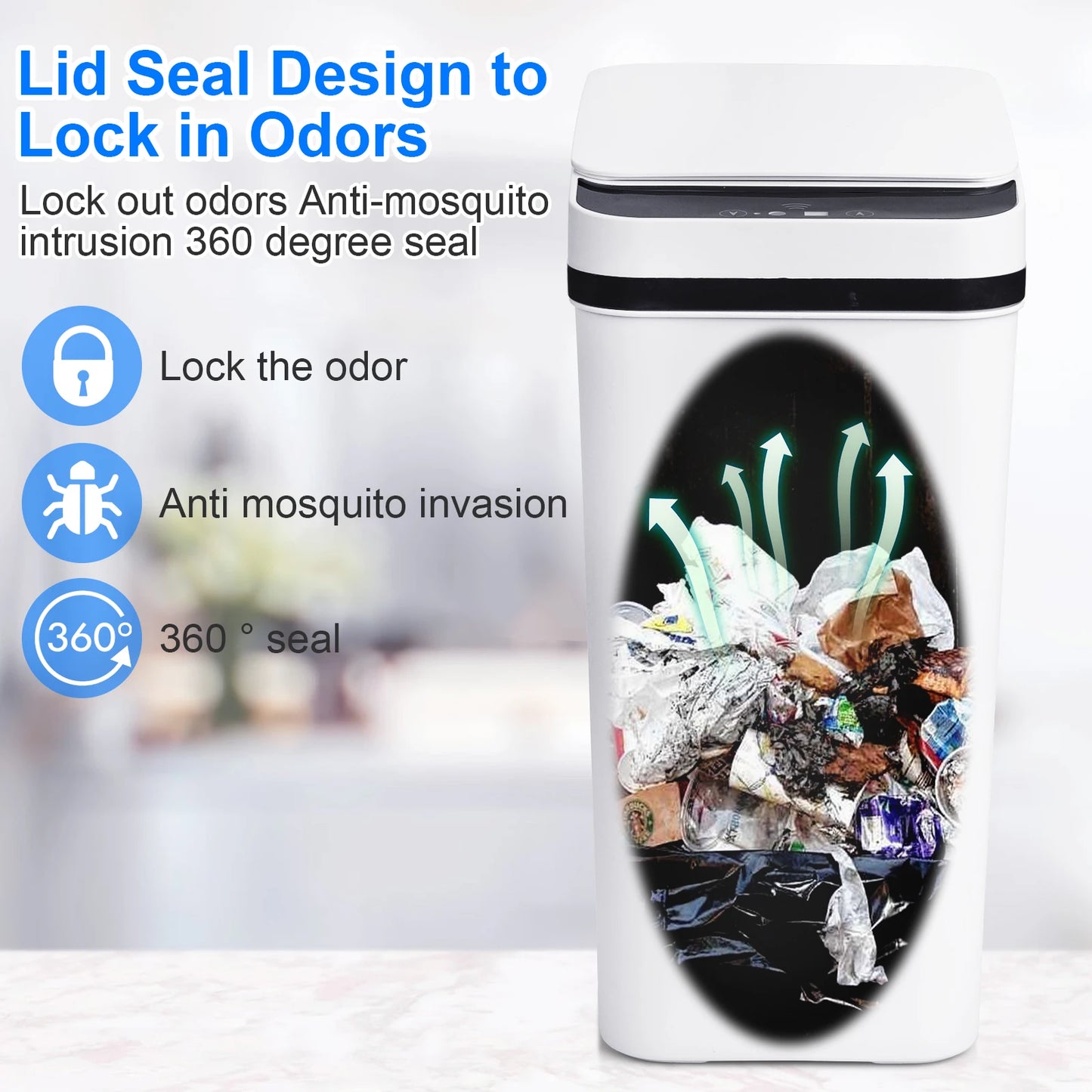 2-Pack 12L Bathroom Touchless Automatic Trash Cans
