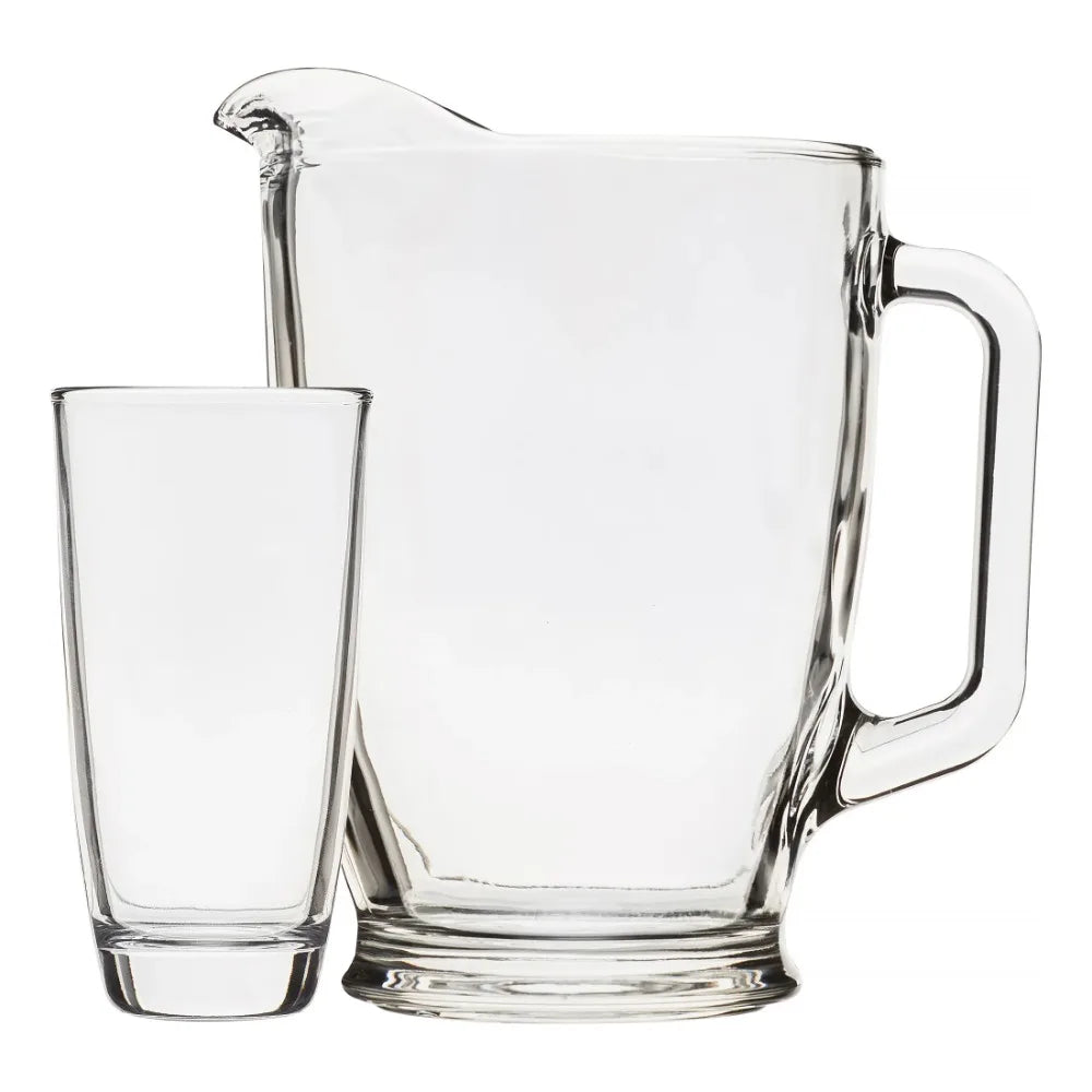 7-Piece Clear Glass Pitcher and Drinkware Set