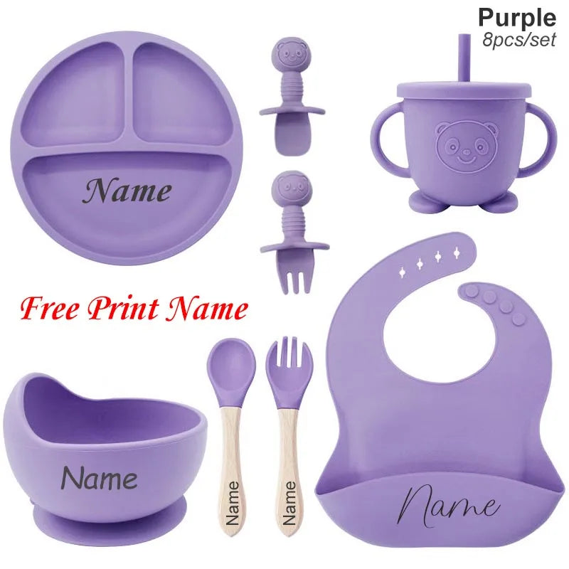 Personalized Name Baby Feeding Silicone Set