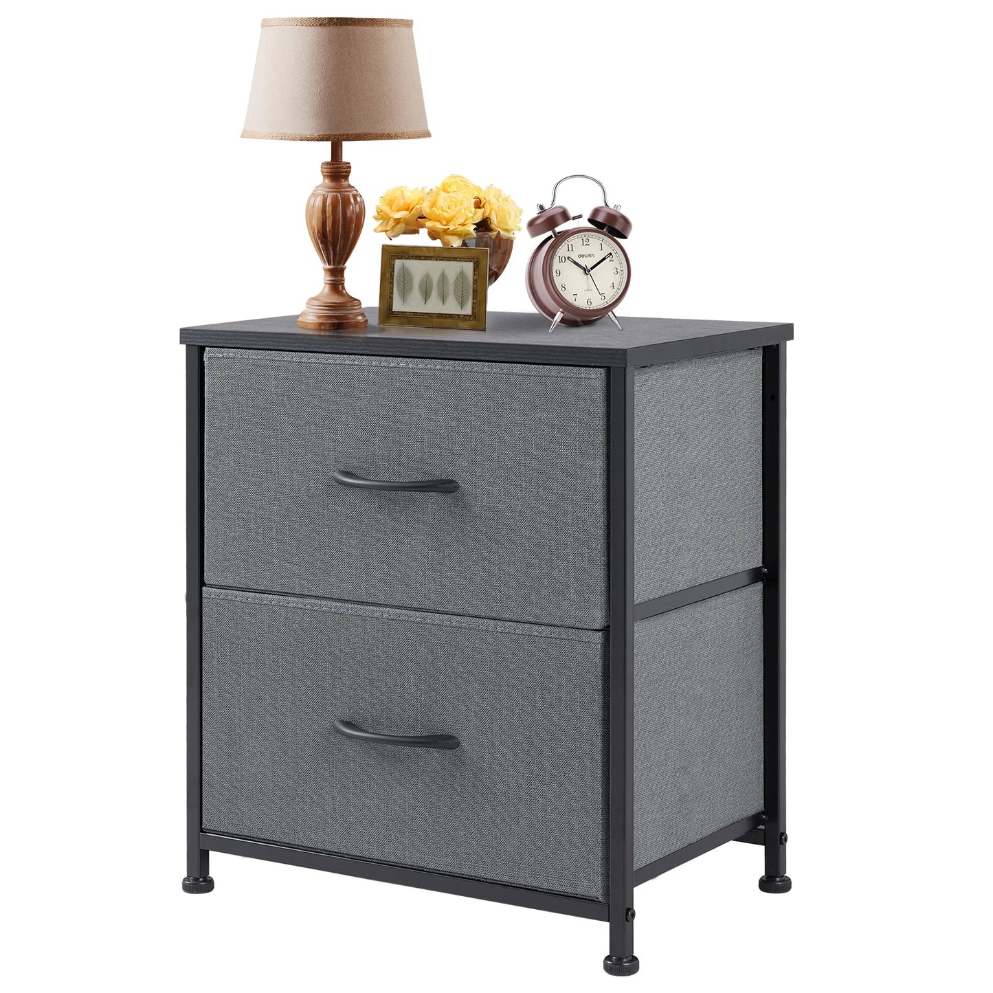Nightstand Bedside Table With Fabric Drawers
