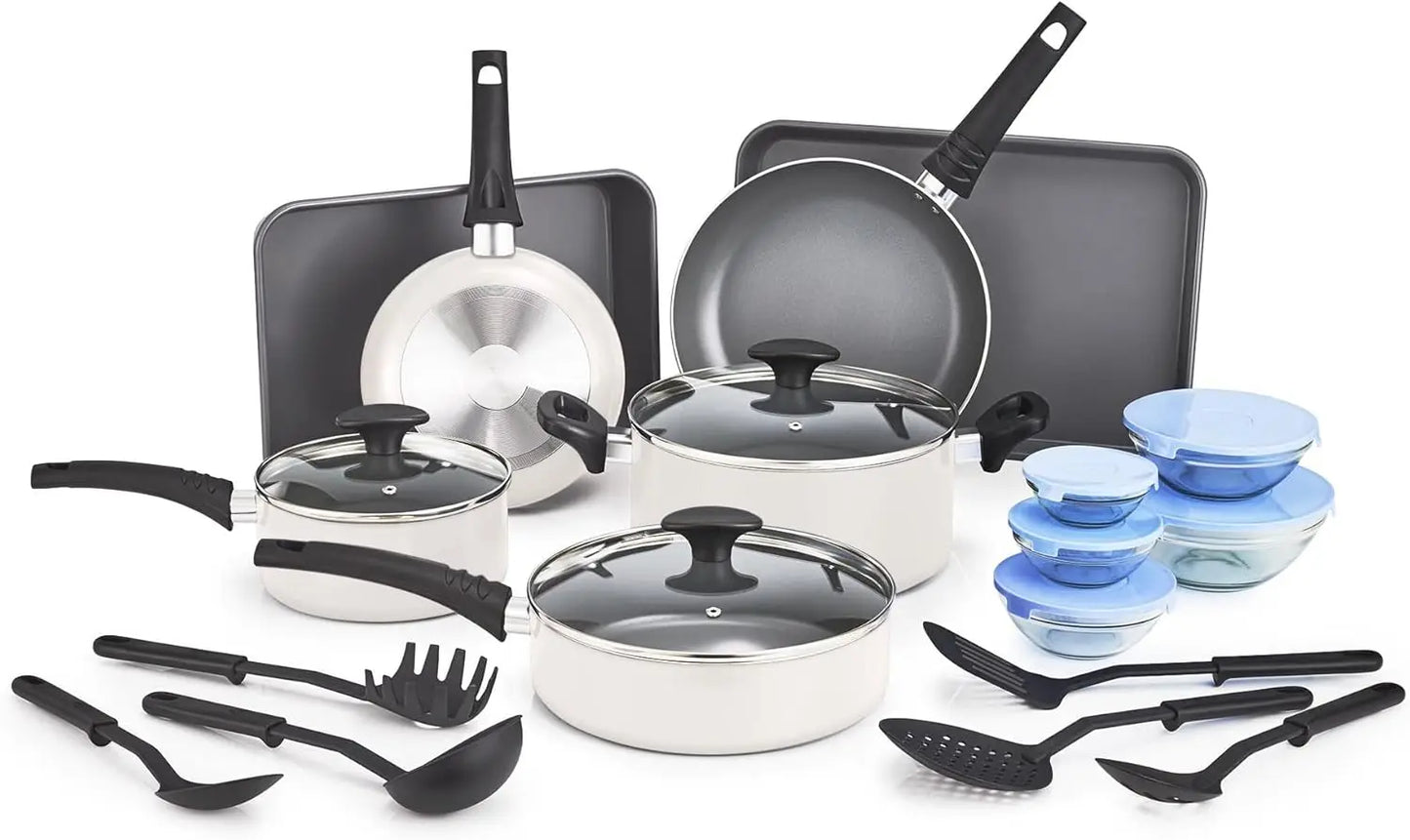 Nonstick Cookware Set With Glass Lids, 21-Piece