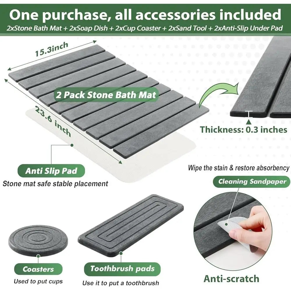 Bath Mat Set Quick Dry Non-Slip