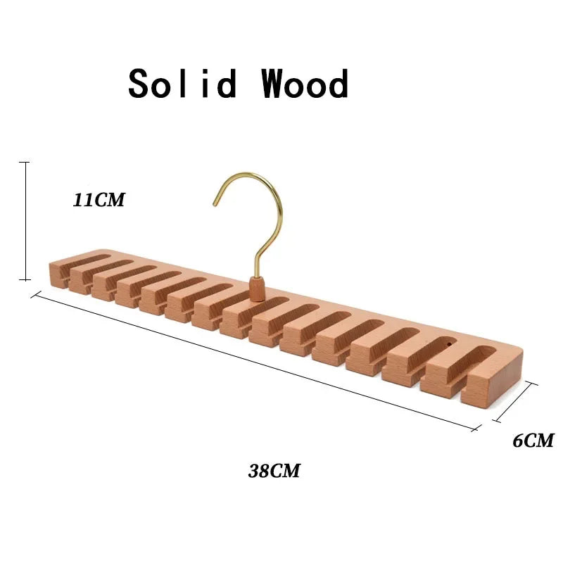Wooden Belt Rack Hangers Rotating 14 Slots