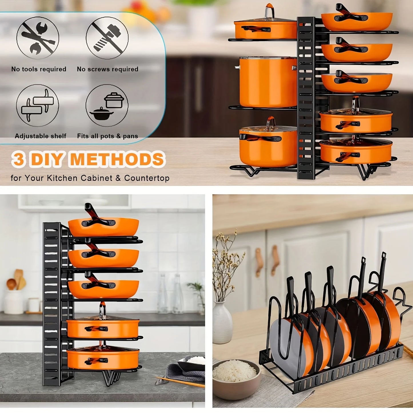 2-Pack Pot Rack Organizer And Storage Rack