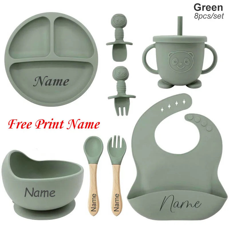 Personalized Name Baby Feeding Silicone Set