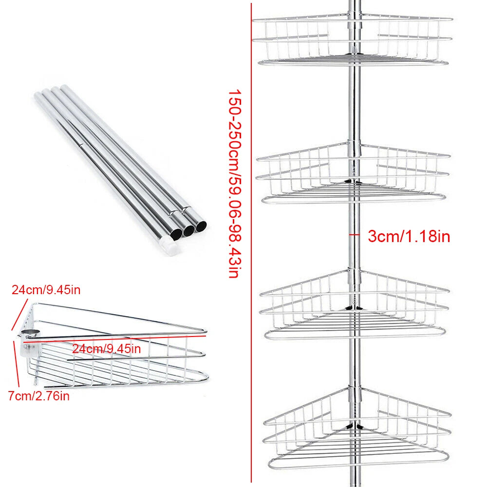 4 Layer Rustproof Shower Tension Pole Caddy