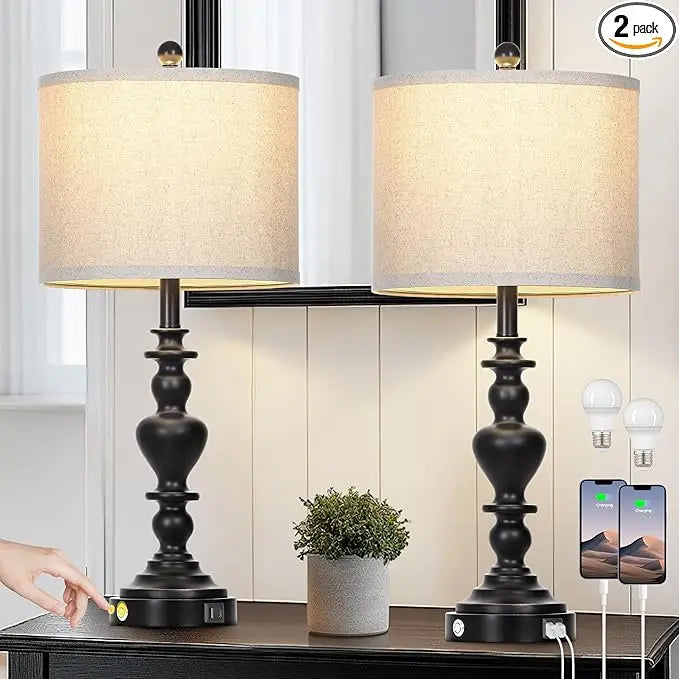 Farmhouse Vintage Touch Control Lamps, 27 Inches