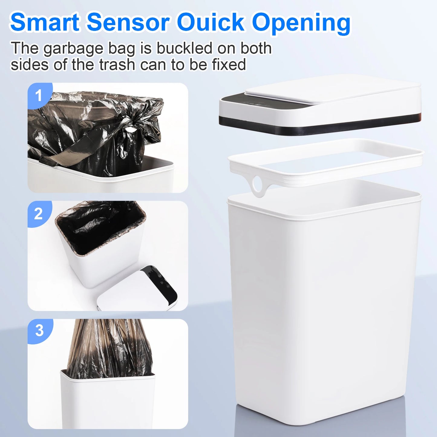2-Pack 12L Bathroom Touchless Automatic Trash Cans
