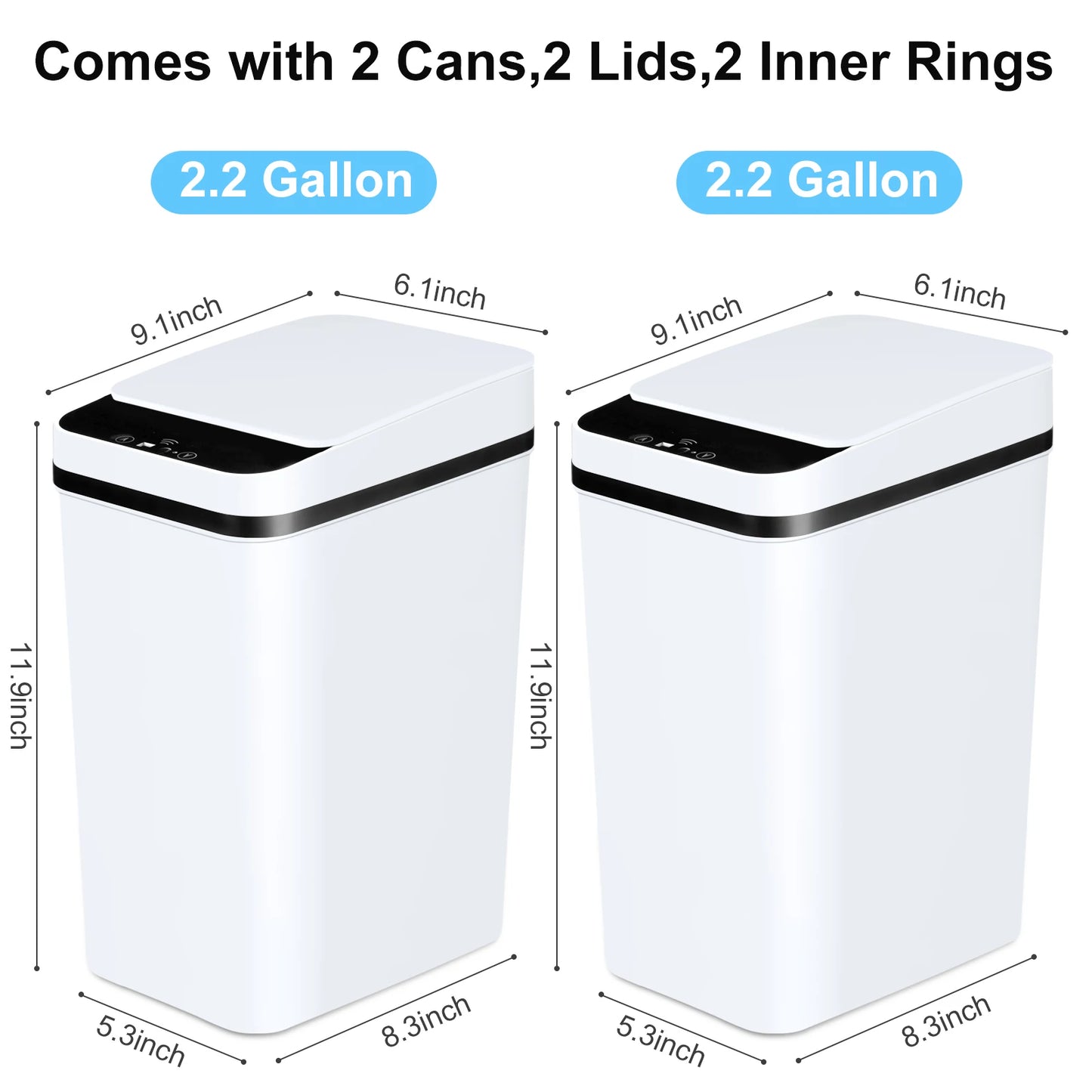 2-Pack 12L Bathroom Touchless Automatic Trash Cans