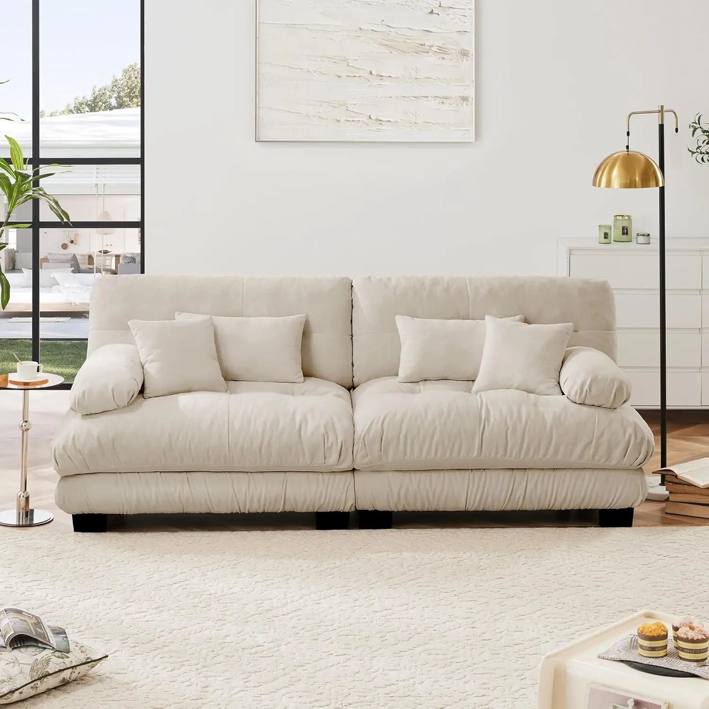 Oversized Modular Sectional Sofa, 94.4" Chenille Cloud