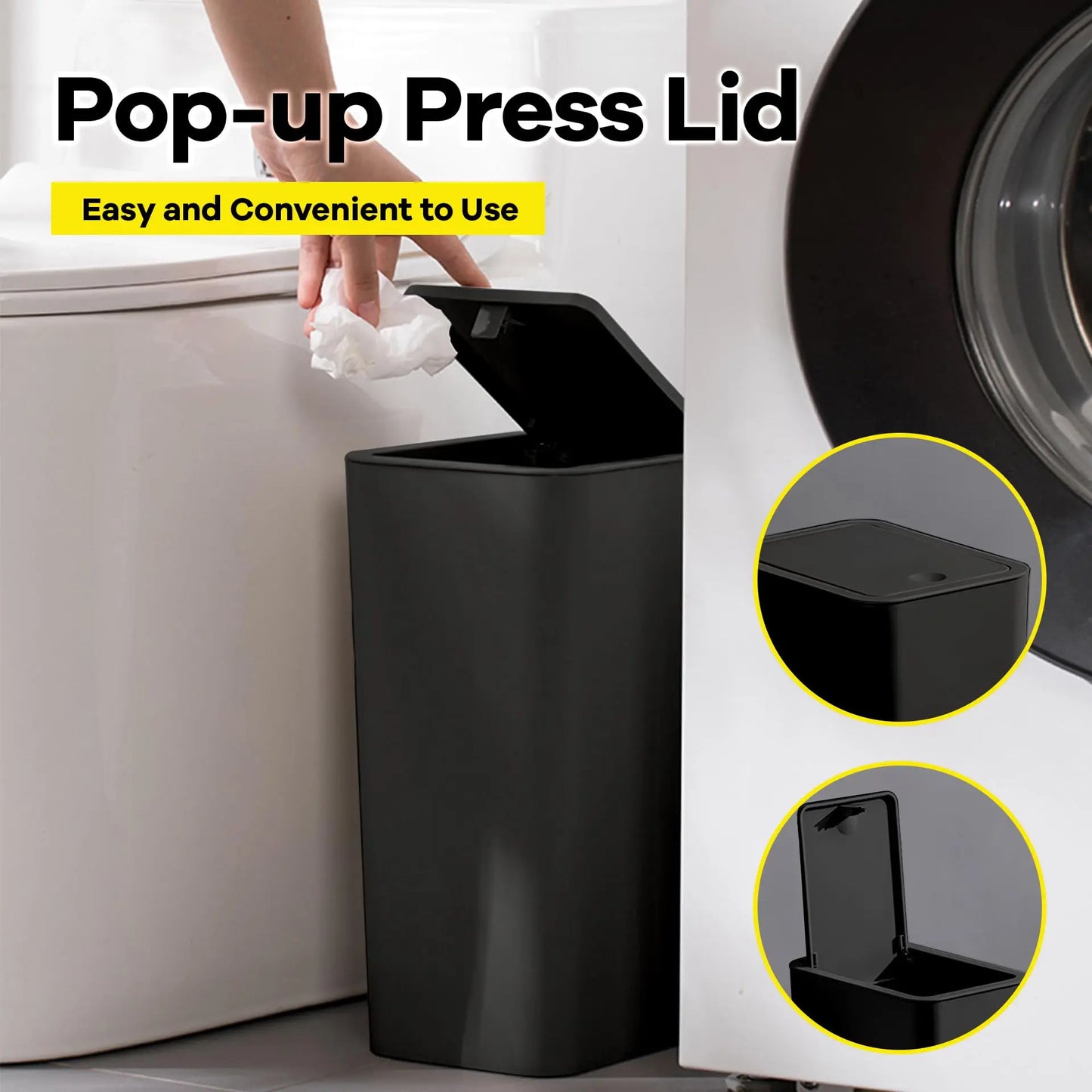 Small Trash Can 10L W/Press Top Lid