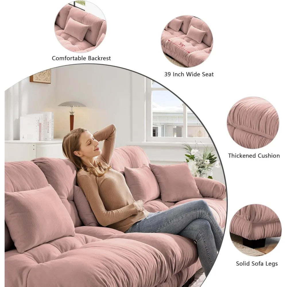 Oversized Modular Sectional Sofa, 94.4" Chenille Cloud