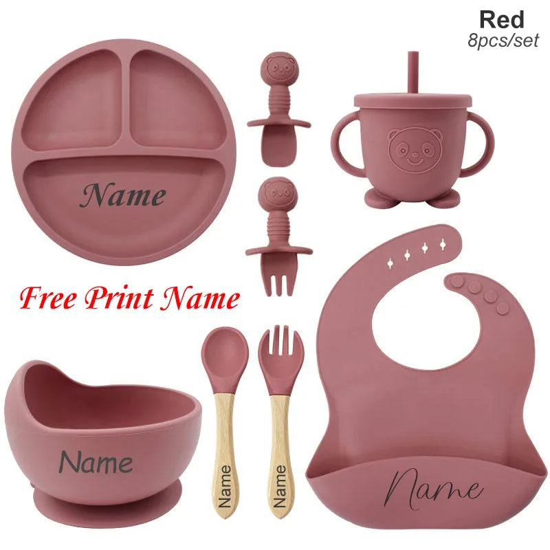 Personalized Name Baby Feeding Silicone Set