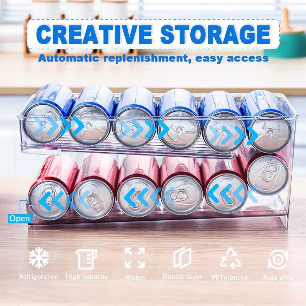 2-Pack Automatic Rolling Beverage Soda Can Storage
