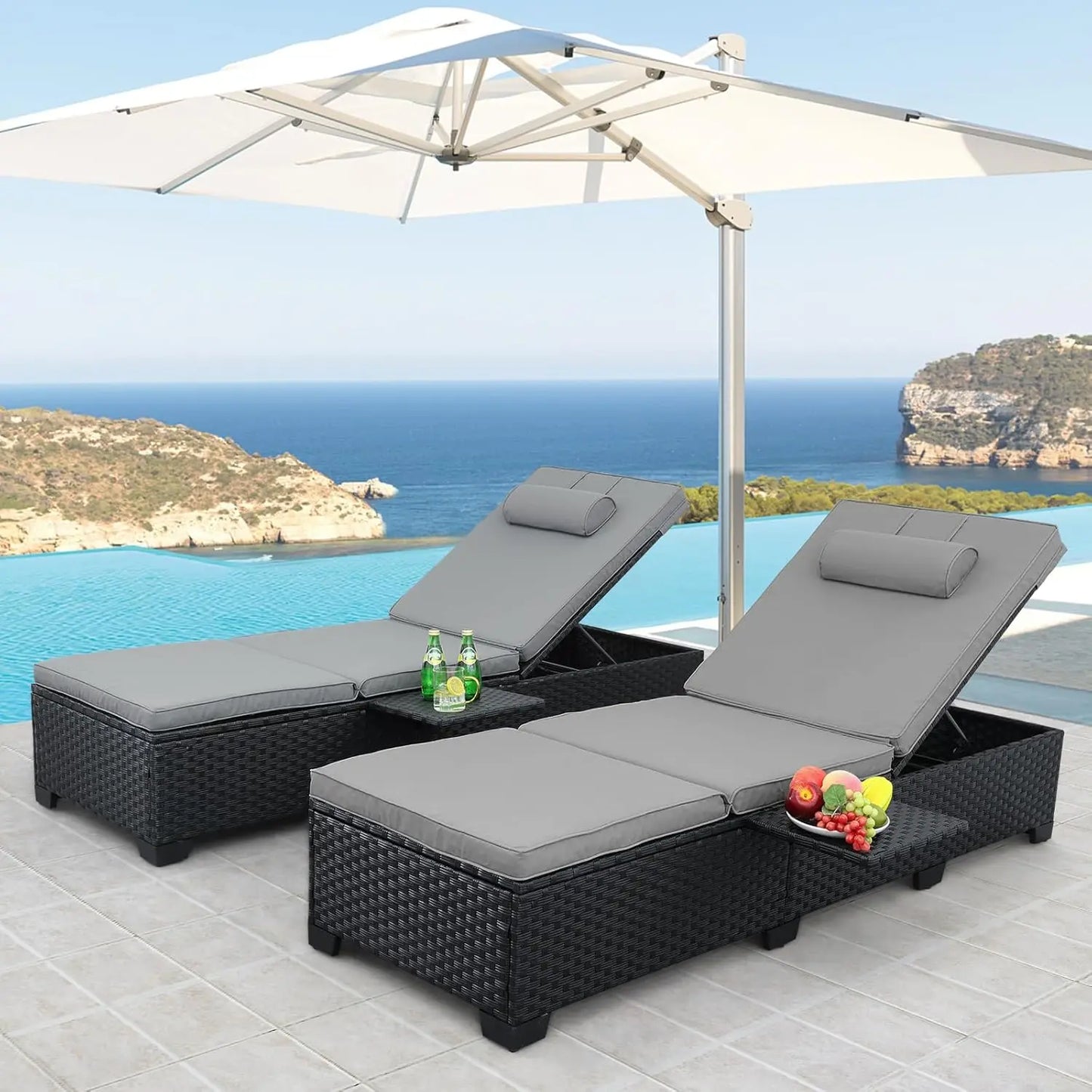 Wicker Chaise Lounge Chairs Set Of 2