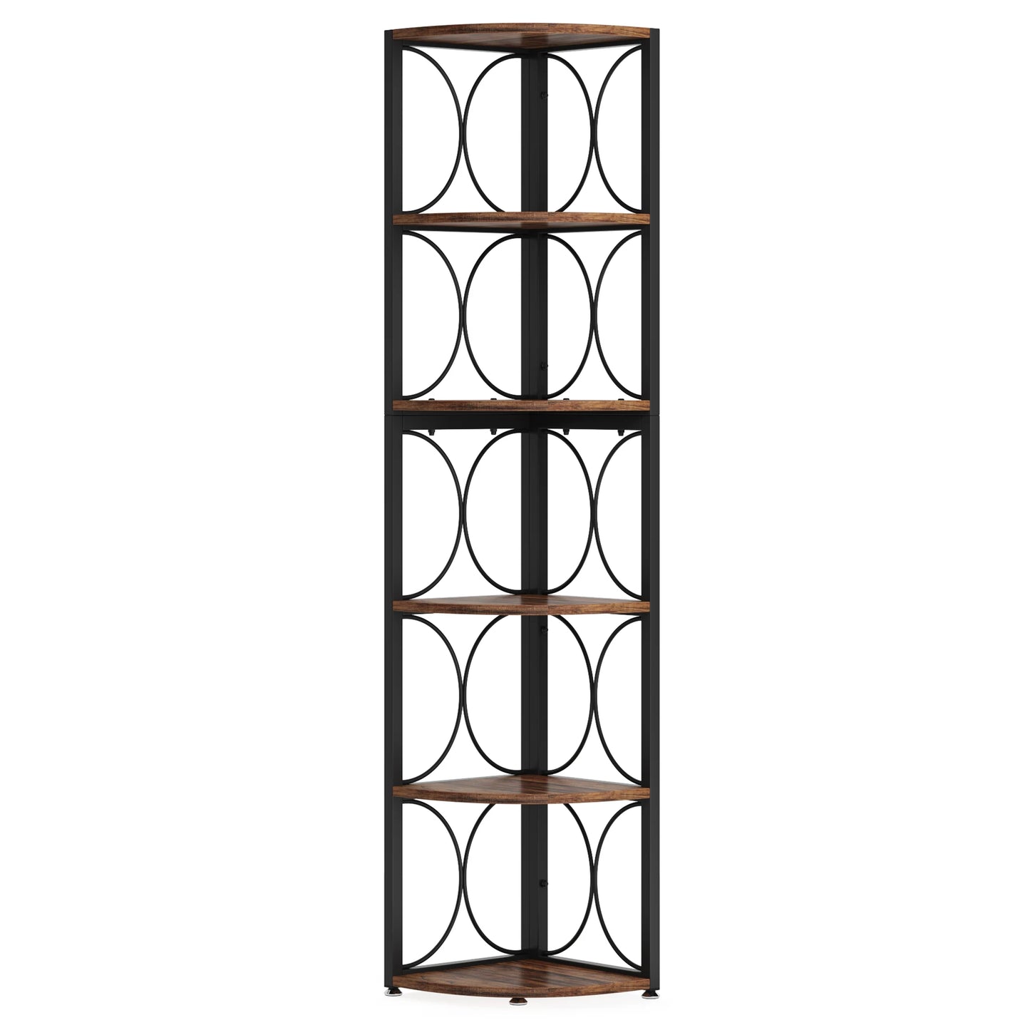 67" Tall Corner Shelf, 6 Tier Rustic
