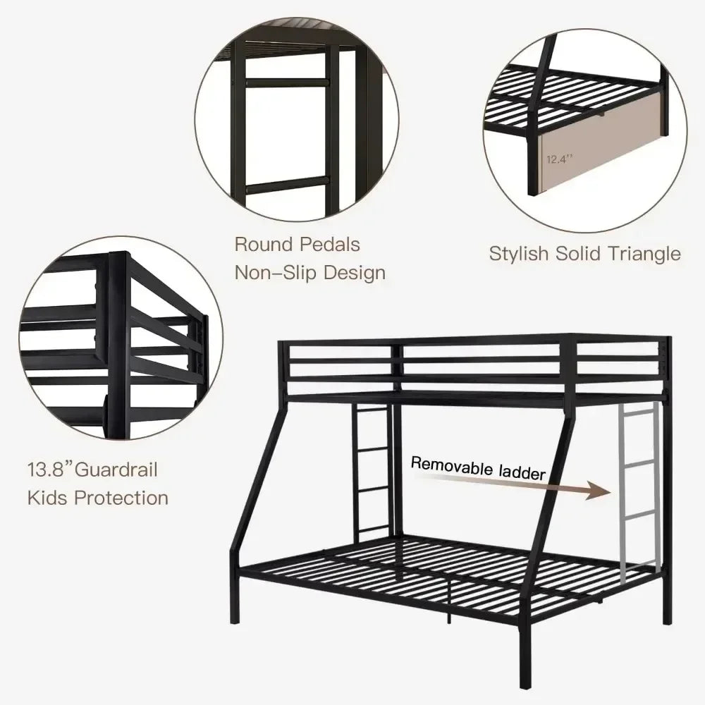 Metal Loft Bunk Bed, Twin Over Full