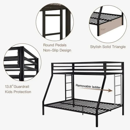 Metal Loft Bunk Bed, Twin Over Full