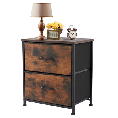 Nightstand Bedside Table With Fabric Drawers