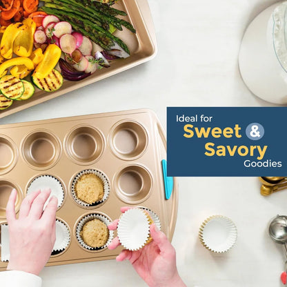 10-Piece Set Nonstick Gold Steel Oven Bakeware