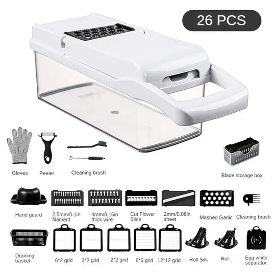 26-Piece Multifunctional slicer, planer, cutting, dicing utensil
