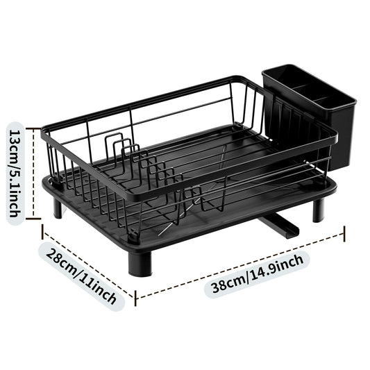 Black Dish Drying Rack With Drainboard