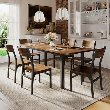 Extendable Dining Table Set For 4-6 , 63"