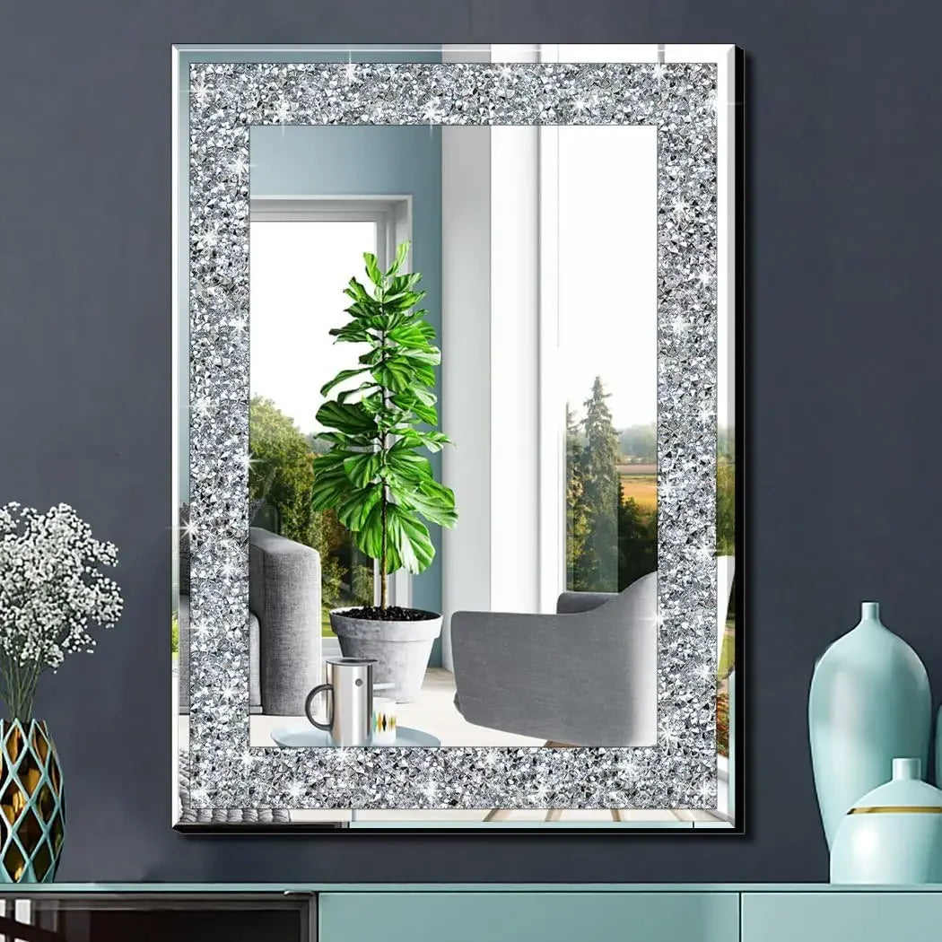Crystal Crush Diamond Rectangle Mirror, 20x28 Inches