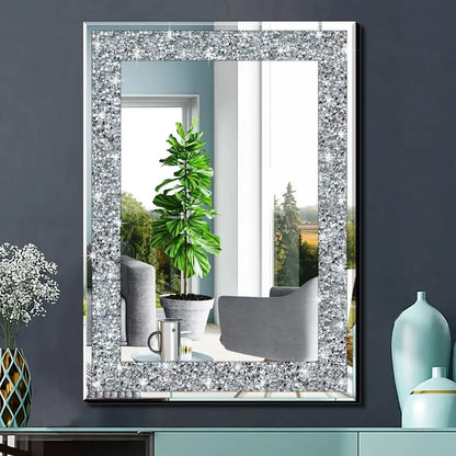 Crystal Crush Diamond Rectangle Mirror, 20x28 Inches