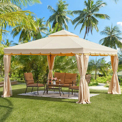 Outdoor Canopy Gazebo, Double Roof Steel Frame