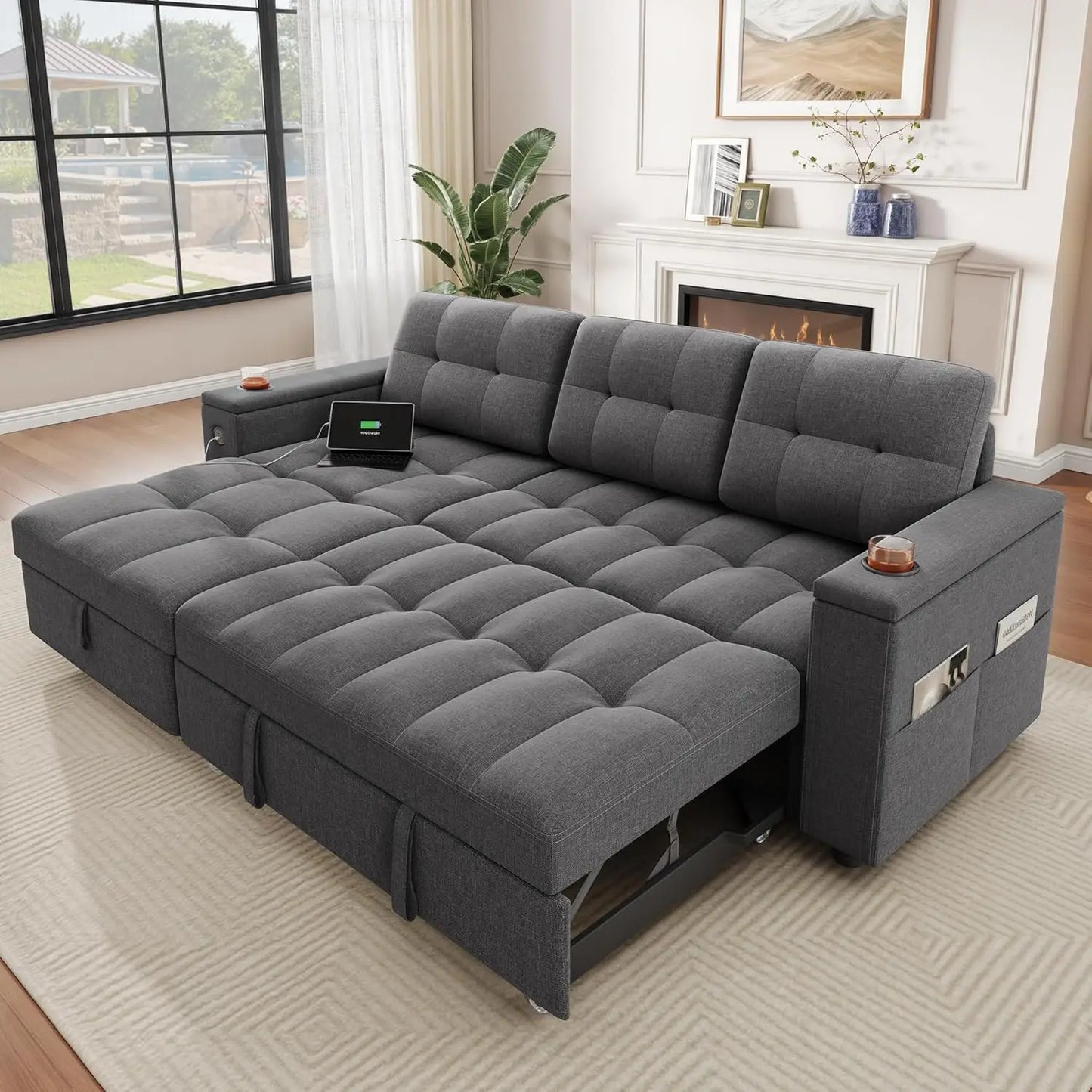 Sleeper Sofa, L-Shaped Sofa Bed With Chaise
