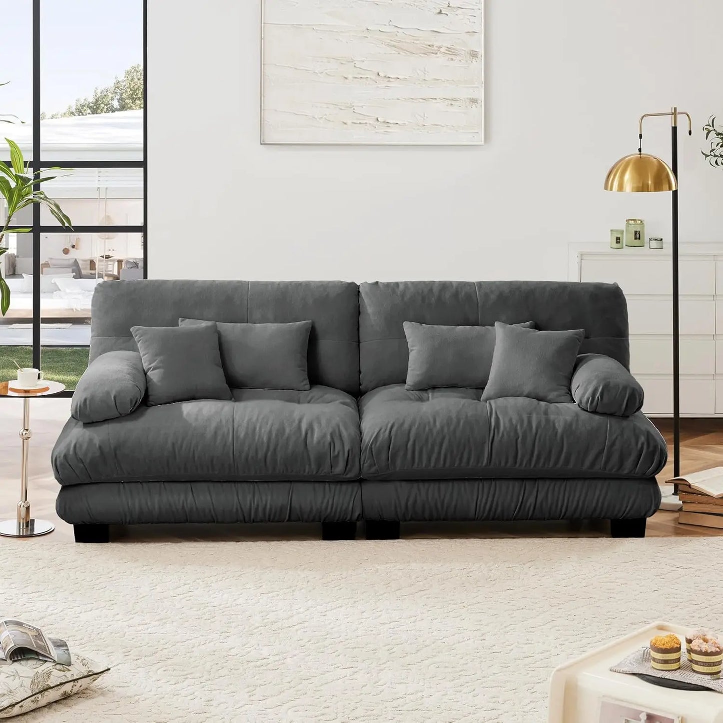 Oversized Modular Sectional Sofa, 94.4" Chenille Cloud