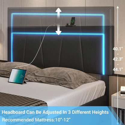 LED Bed Frame With 4 Drawers