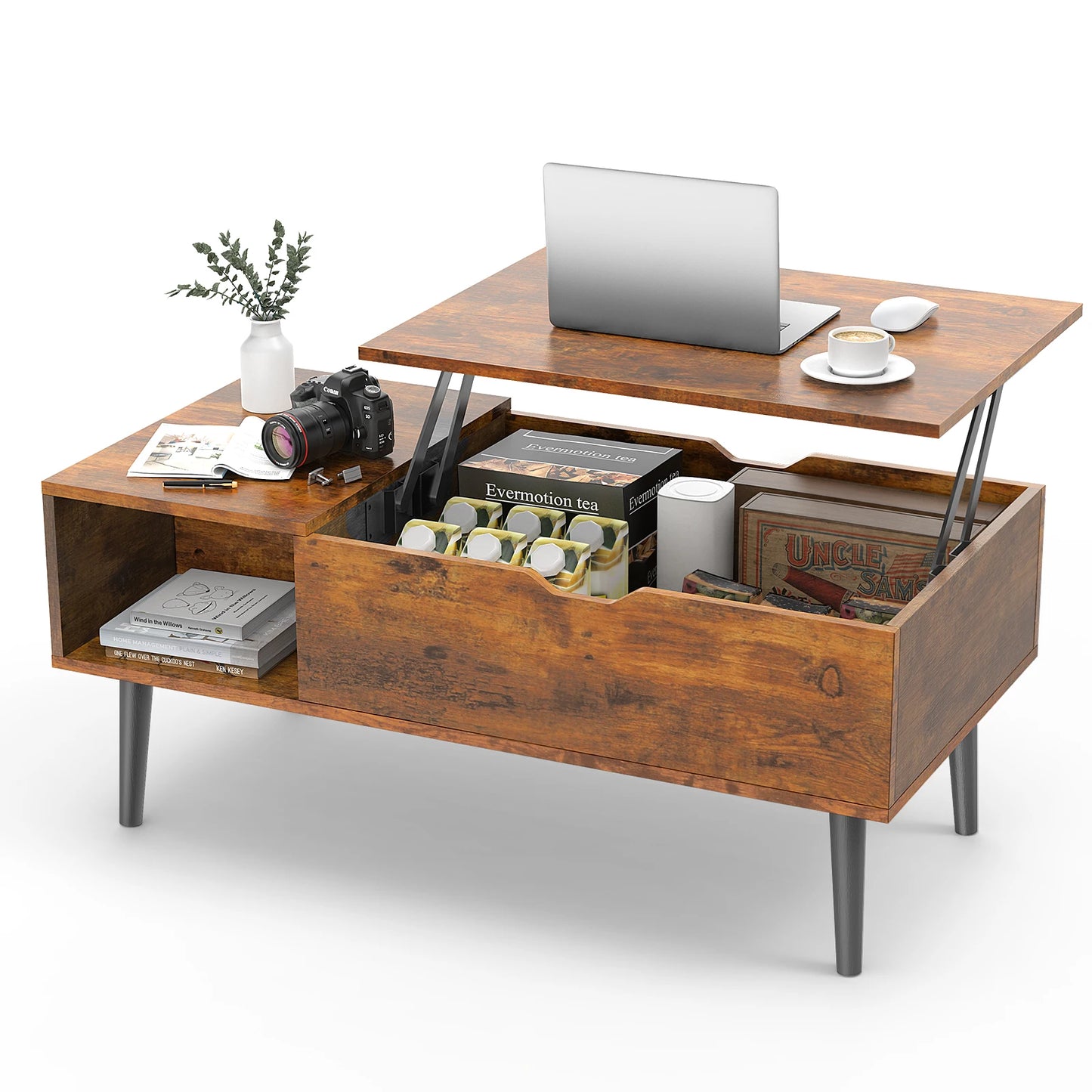 Lift Top Coffee Table, 39.37"x19.7" Adjustable Storage