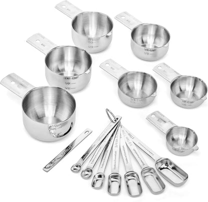 Stainless Steel Measuring Cups and Spoons Set