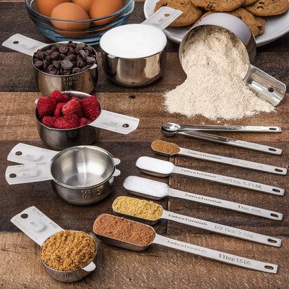 Stainless Steel Measuring Cups and Spoons Set