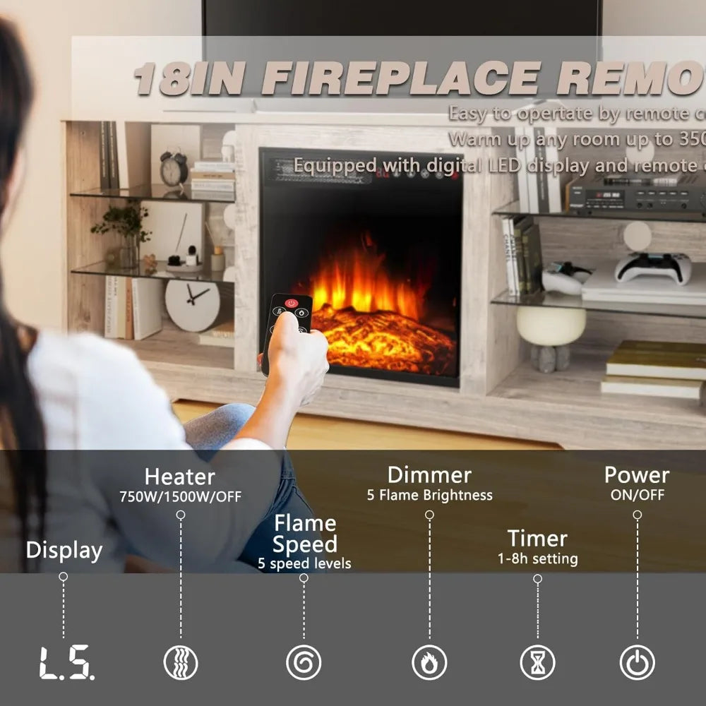 Fireplace TV Stand, 58 Inches