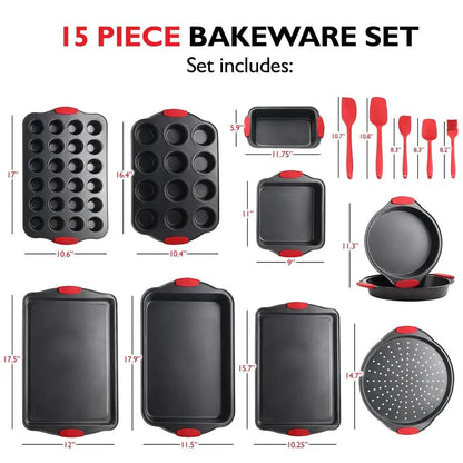 Nonstick Carbon Steel Bakeware Set 15-Piece