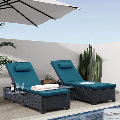 Wicker Chaise Lounge Chairs Set Of 2