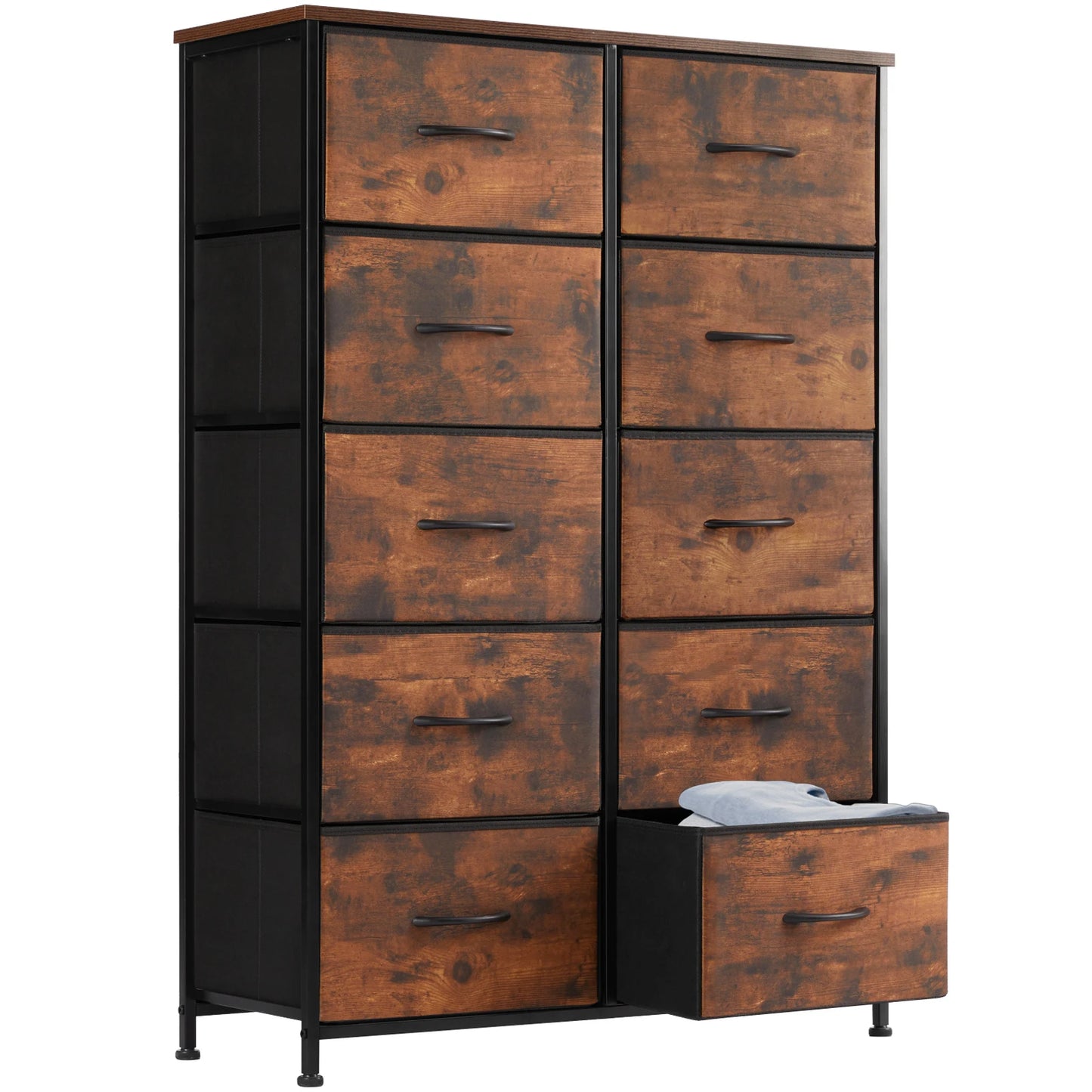 Dresser With 10-Fabric Drawers Steel Frame