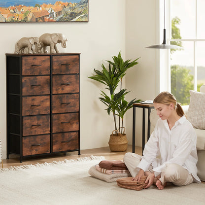 Dresser With 10-Fabric Drawers Steel Frame